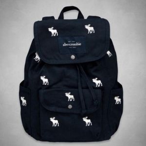 Womens Navy Blue Abercrombie Fitch Backpack Moose Logo Classic
